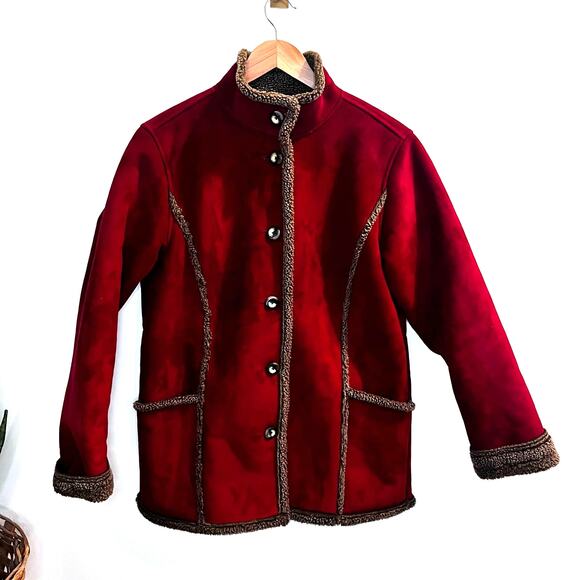 L.L. Bean Vintage Red Sherpa  Barn Coat Women's Jacket Size S Penny Lane - Picture 6 of 10